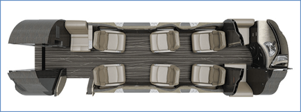 Citation Latitude cabin floorplan with optional side-facing seating configuration.